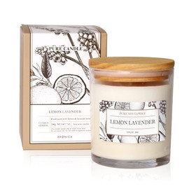 Aronica Organic Soy Candles - Lavender Lemon Essential Oil, Luxury Home Spa Gift for Women, Energizing Scent