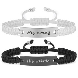 Couple Matching Bracelets, Bf And Gf Bracelets,Couple Gifts Stretch Adjustable Bracelets Christmas Birthday Valentines Day Anniversary Jewelry Gifts for Him and Her His crazy - Her weirdo