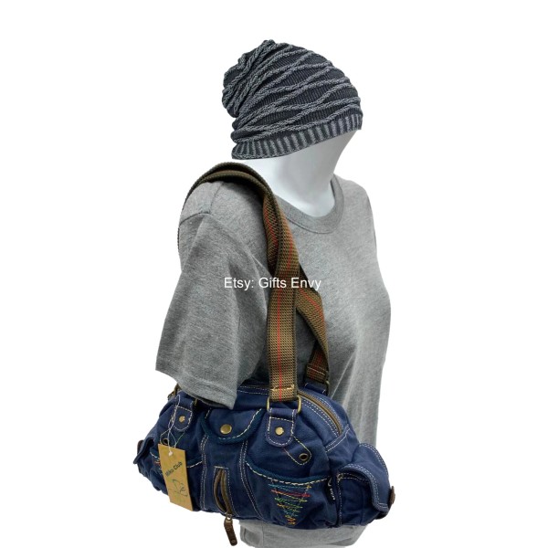 MIKO CLUB 12 Inches Small Blue Canvas Shoulder Duffel Bag