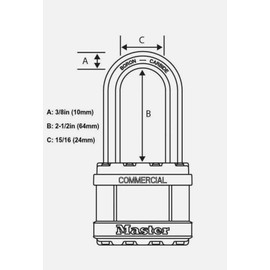 Master Lock 2"W MAGNUM Padlock, 2-1/2"L Shackle (3) Keyed Alike Locks M5NKALJSTS