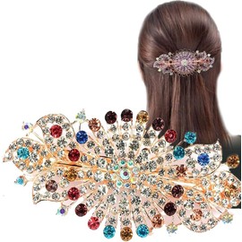 4PCS Exquisite Shiny Diamond Flower Spring Clip, Flower Barrettes, Vintage Hair Clips Rhinestones Bridal Hair Pins, Barrettes Hair Clasps (Style 1, One Size)