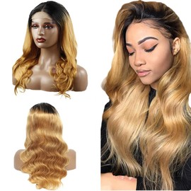 Lakaisa Body Wave Wig Real Hair 4 x 4 HD Lace Front Human Hair Wig Glueless Wear and Go Wig Brazilian Remy Hair with Baby Hair 180% Density Blonde Colour for Woman 30 Inches