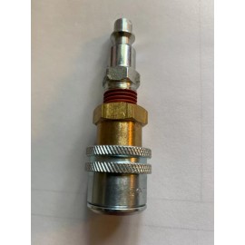 Schrader STANDARD BORE CLIP ON AIR CHUCK with Hose Coupler Plug, (M)NPT, 1/4, Steel