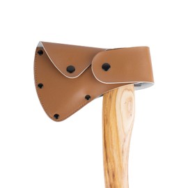 Linkidea Axe Cover, Protective Case for Axe Edge Length of 4 inches, Firm Vegan Leather Sheath with Metal Snap, Portable Hatchet Holster Belt Clip for Outdoor Hiking & Work (Brown)