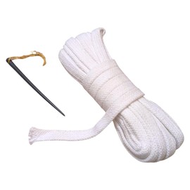 Flat White Cotton Braid Drawstring, 7m long, 11mm Width, with Threading Wand for Hoodies, Scrubs and Joggers