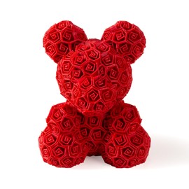 WUALAIER 3D Printed Bear Toy – Stress-Relief Desk Toy & Stylish Home Decor. Ideal Gift for Children and Adults and Aids in Managing Autism/ADHD, Eco-Friendly PLA Design – Red