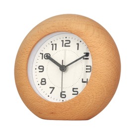 Matsuraku 目覚まし時計 木製 置き時計 静音 卓上 無垢材 手作り スヌーズ付き 連続秒針 電池式 モダン 小型 かわいい (CM30L)
