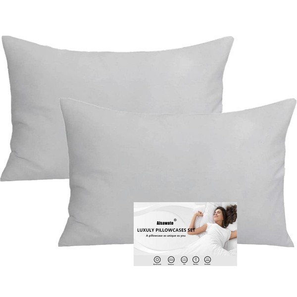500 Thread Count Standard/Queen Pillowcases - 100% Cotton Bed Gray