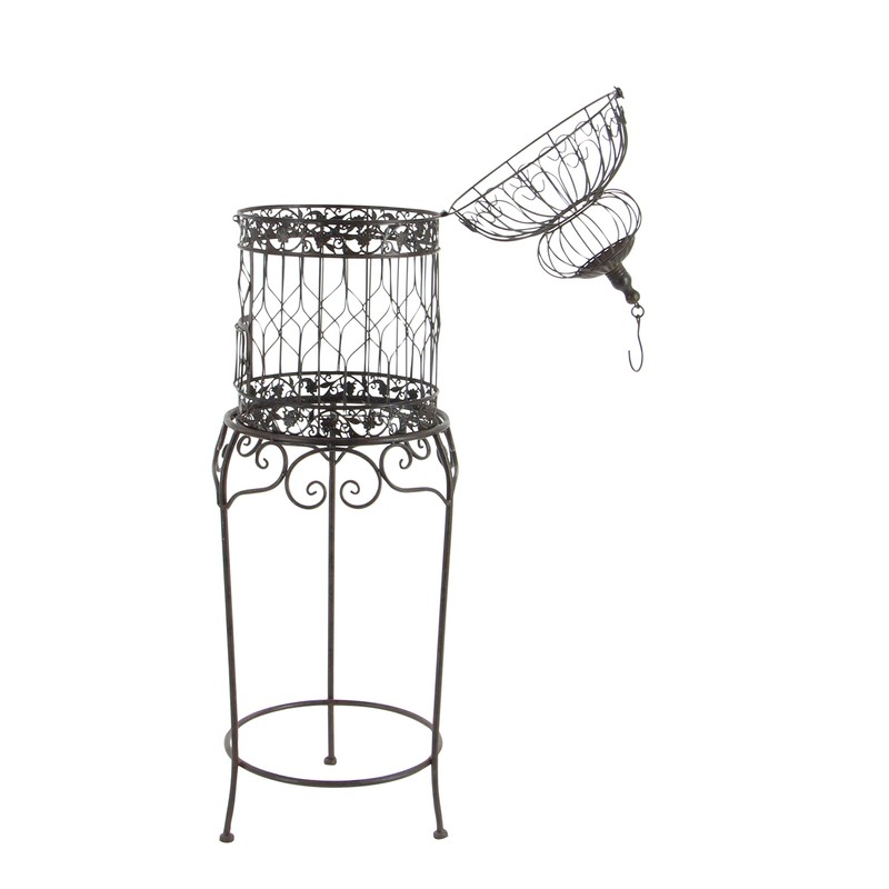 Deco 79 Vintage Metal Free-Standing Birdcage, 14" x 14" x