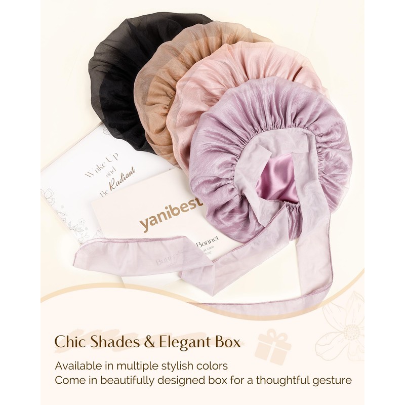 Yanibest Silk Bonnet for Sleeping Women, Satin Lined Hair Bonnet