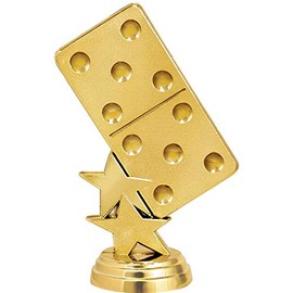 Crown Awards Domino Trophies, 5 1/4" Custom Gold Dominoes Trophy On Real Marble Base, 20 Pack Prime