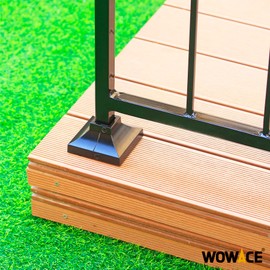 WOWACE Aluminium Deck Post Base Cover, for Handrail, Stail, Porch Deck Railing Base Post Covers (Post-1"x1" Base-3.5"x3.5", Black, 4)