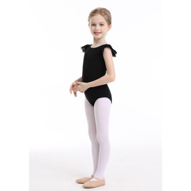 MdnMd Dance Ballet Black Leotards for Girls Toddler with Skirt Combo Ballerina Dresses Outfit Ruffle Sleeve Glitter(Black, 4-6 Years)