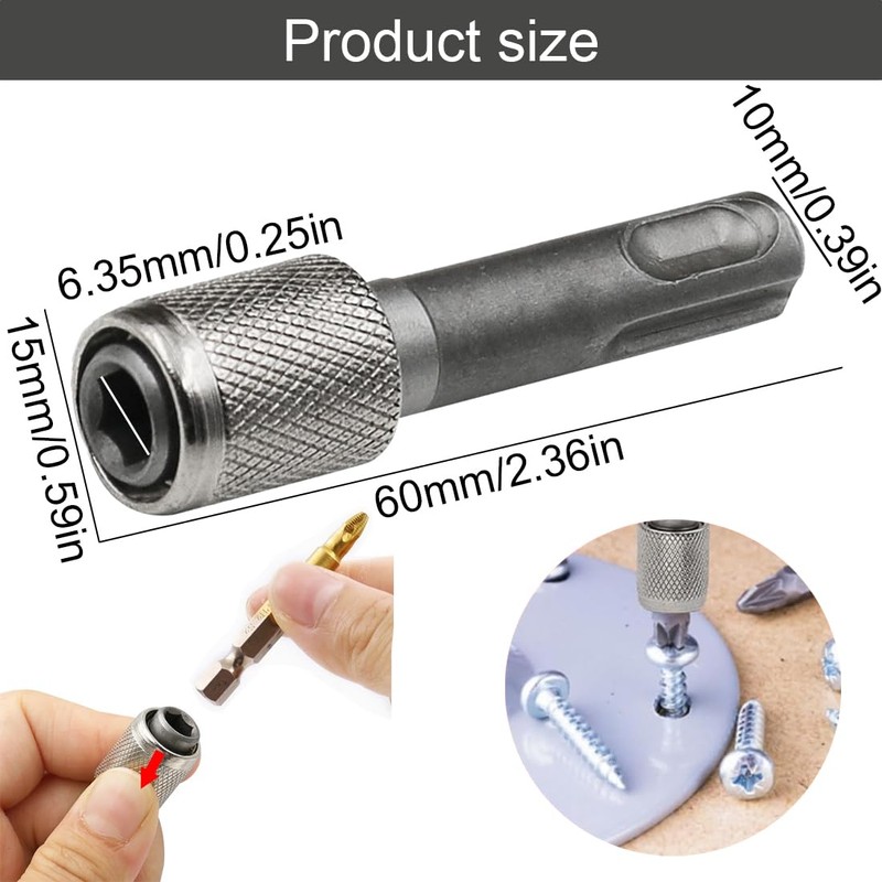 QIBZI SDS Shank Drill Bit 6.35mm SDS Plus Adapter for