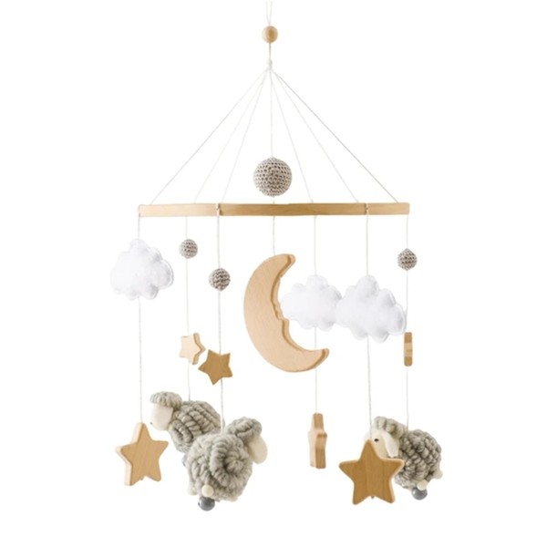 Animals Mobile Baby Wind Chimes, Star Moon Lamb Mobile Baby