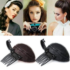 Black Puff Fluffy Hair Volume Clips Set - Hair Base Pads, Bun Shapers, and DIY Hairstyling Tools for Women and Girls