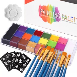 FIVGACE® Kit De Maquillaje Juego Hipoalergénico Para Rostro Y Ojos Con Funda Brochaslibre De Crueldad Animal, 20 Compartimentos, Perfecto Maquillaje Teatro/pintura Corporal/pintacaritas/payasos