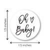 1.5" Round Oh Baby Stickers - Set of 60 (Black)