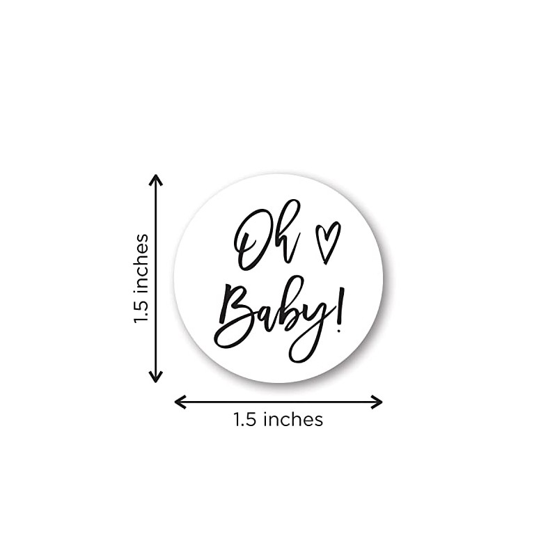 1.5" Round Oh Baby Stickers - Set of 60 (Black)