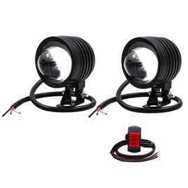 X-STYLE 20 W Motorcycle Fog Lamp, LED, Yellow, White, 2 Color Switching, High Brightness, Waterproof, 12 V, 24 V, Deck Light, Truck Headlight, Auxiliary Light, Set of 2 + Switch (White + Yellow)