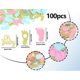 KAPSING Pack of 100 Gender Reveal Party Decoration Confetti, Baby Shower Decoration, Table Decoration, Gender Reveal Birthday Party Accessories, for Boys, Girls (Blue, Pink, Gold)
