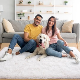 Noahas Large 5x7 Area Rugs for Living Room Bedroom,Fluffy Big Cream White Carpet,Soft Shaggy Bedside Rug for Kids Room,Non-Slip Plush Dorm Nursery Rug Home Decor