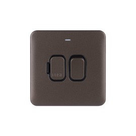 Schneider Electric Lisse Screwless Deco - Switched Single Fused Connection Unit, 13A, Double Pole, with Neon Indicator, GGBL5011BMB, Mocha Bronze with Black Insert
