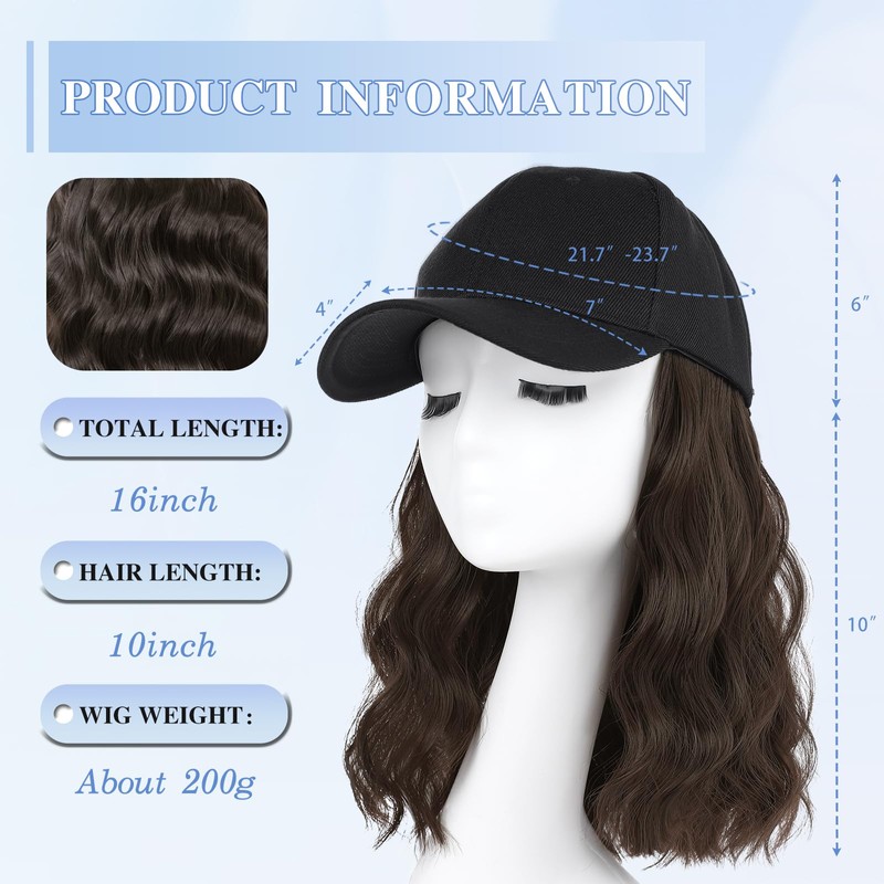 AISI QUEENS Hat Wig Hat with Hair Attached for Women