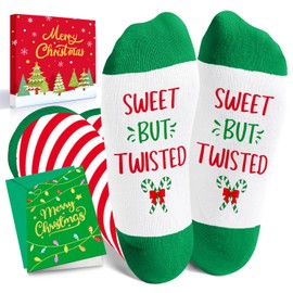 HAPPYPOP Candy Cane Socks Kids Christmas Socks - Boys Girls Socks 2-3 Year Old With Greeting Card