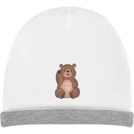 Azeeda 'Waving Grizzly Bear' Kids Slouch Hat (KH00036560) White