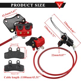 PRO BAT Hydraulic Front Brake Caliper Cylinder Master with Extra Brake Pad for 50cc 70cc 90cc SSR 110cc 125cc Atomik SSR Apollo Chinese Dirt Bike Pit Bike, Red