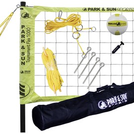 Park & Sun Sports Tournament Flex 1000: Portable Outdoor Volleyball Net System, Yellow