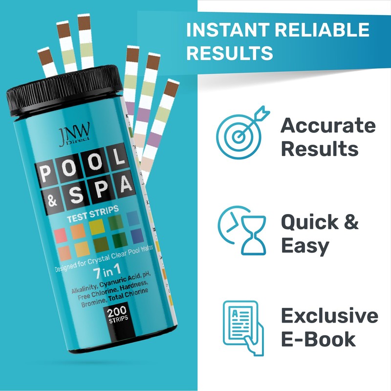 Pool Test Strips 7-in-1, 200 Quick and Accurate Pool and