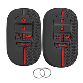 QBUC 2 PCS for Honda Key Fob Cover 5 Buttons Silicone Key Fob Cover for Honda Accord Civic Pilot HR-V CR-V Sport SI EX EX-L Touring