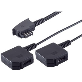 TAE F-Connector to 2 TAE F-Connector Cable 0.2 m Black for Telephone Connection