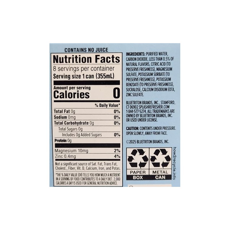 12 Pack Variety of Zero Calories, Sugar - Sparkling Splash