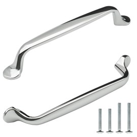 FURFITT 10 Pack Polished Chrome Cabinet Pulls 5 Inch/128mm Hole Center Solid Zinc Alloy Handles Drawer Dresser Polished Nickel Kitchen Cupboard Bathroom Furniture Hardware