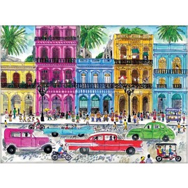 Galison Michael Storrings 1000 Piece Cuba Jigsaw Puzzle for Adults and Families, Illustrated Art Puzzle with Cuban Art Deco Scene