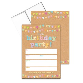 Invitaciones rústicas para fiestas de cumpleaños con sobres, 25 invitaciones y sobres, fiesta de cumpleaños (cumpleaños rústico)