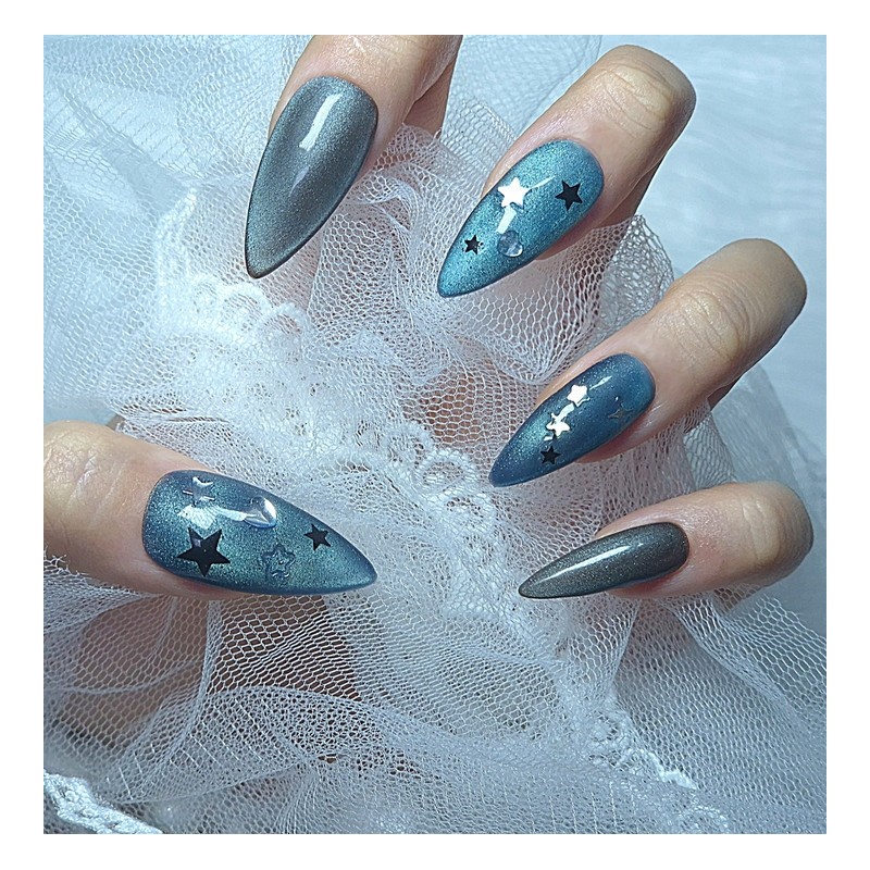 [In-store special discount] Y2K Unique Blue Cosmic Nail Tips -