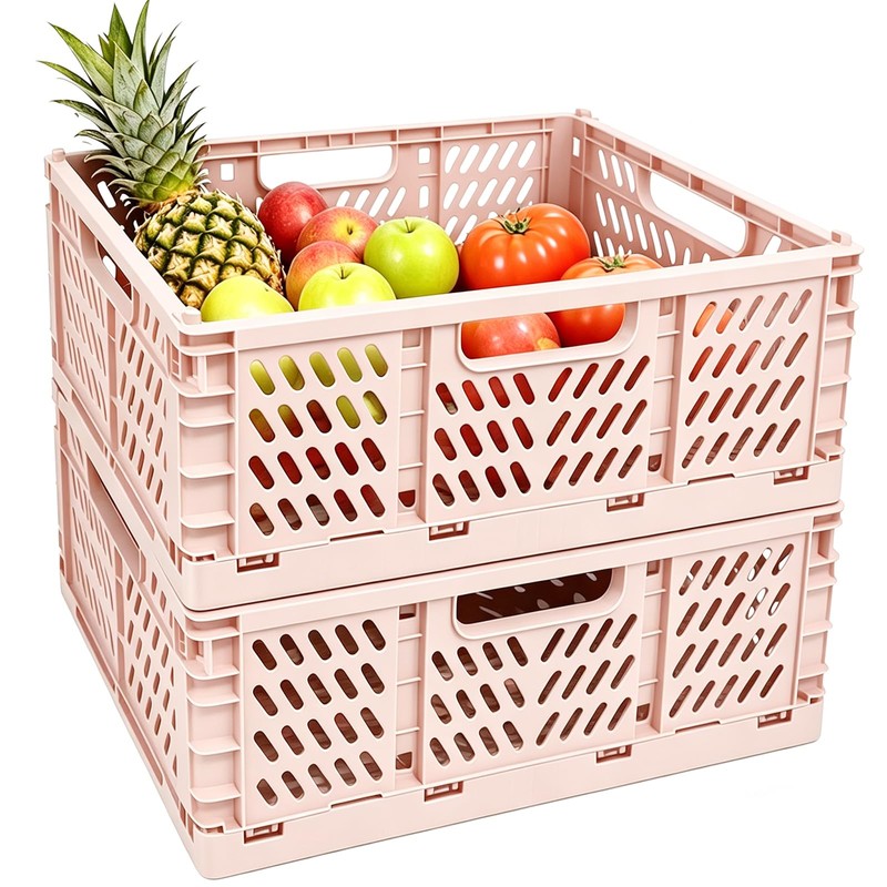 2 Pack Pastel Plastic Storage Baskets-20L Space-Saving Bins