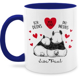 Tasse Tassen 325ml - Valentinstag Partner Freund & Freundin - Panda Liebeserklärung Valentinstagsgeschenke mit Namen Geschenkidee Pärchen Weihnachts-Geschenk für Sie und Ihn - 325 ml - Dunkelblau