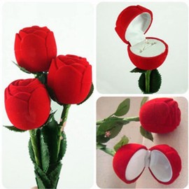 Leadigol Red Rose Flower Ring Boxes,Earring Jewelry Box,Gift Case,Flower Engagement Ring Box for Proposal Ring, Ceremony, Wedding or Special Occasions