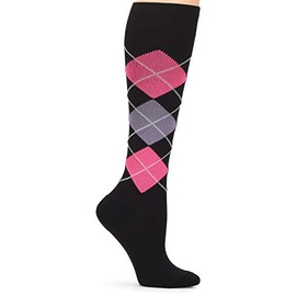 Nurse Mates Medical Grade Compression Socks (Argyle Pink/Black, Small)
