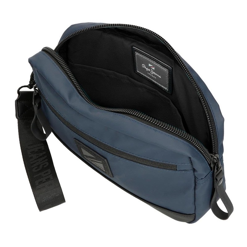Pepe Jeans Hoxton Black and Blue Polyester PU Shoulder Bags