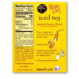4C Lemon Tea Drink Concentrate Sugar Free Flavor Enhancer 24 Pack Stix