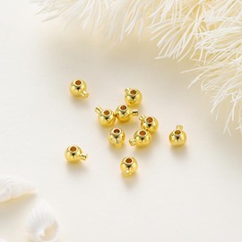 FSSTUD Pack of 20 Small Stopper Crimp Beads Metal Crimp Beads Bracelet End Beads Necklace Positioning Beads Earring Stopper Beads Jewellery Making Finding Beads for DIY Crafts Golden Round