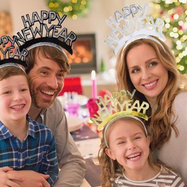 Happy New Year Headband, 12 Happy New Year Headband Tiara, Christmas Headpiece, New Year's Eve Decoration, 2025 Tiara with Luminous Stars, New Year's Eve Party Hair Accessories, New Year Photo Props