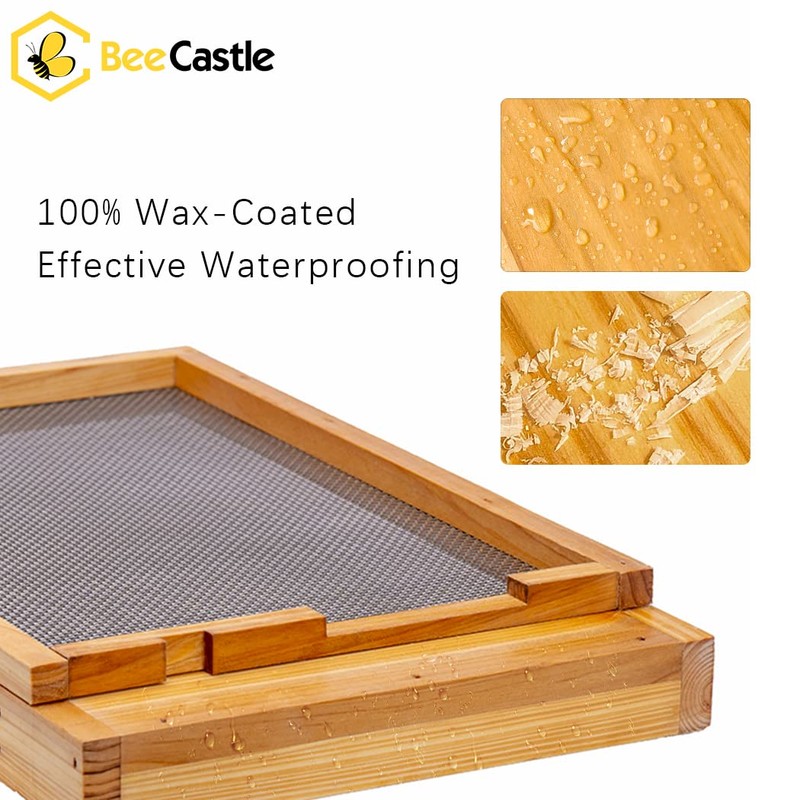 BeeCastle Beehive Screened Bottom Board Dipped in 100% Beeswax,Screened Bottom