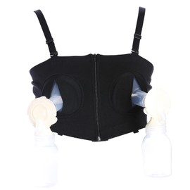 Sujetador de Bombeo Manos Libres, Brasier Mujer para Lactancia Ajustable, Inalámbrico, Cómodo, con Cremallera Frontal para la Mayoría de los Extractores de Leche Durante Todo el Día, M (Negro)